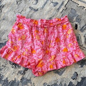J.Crew Floral Pink and Orange ruffle shorts